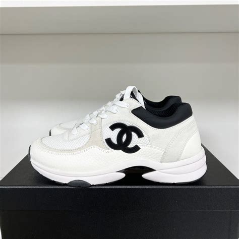 chanel trainers black and white pink|chanel white trainers women.